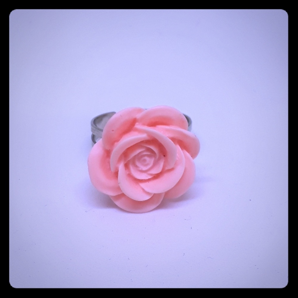 pink flower adjustable ring - Picture 2 of 2